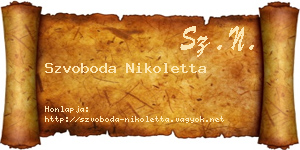 Szvoboda Nikoletta névjegykártya